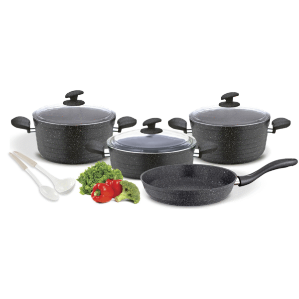 9PCS GRAY COOKWARE SET