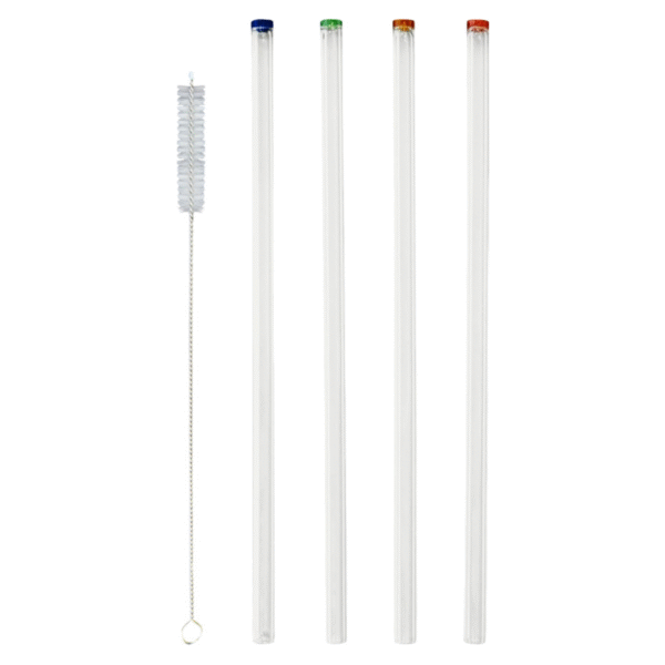 200MM BOROSILICATE GLASS STRAW 4PCS SET+1BRUSH